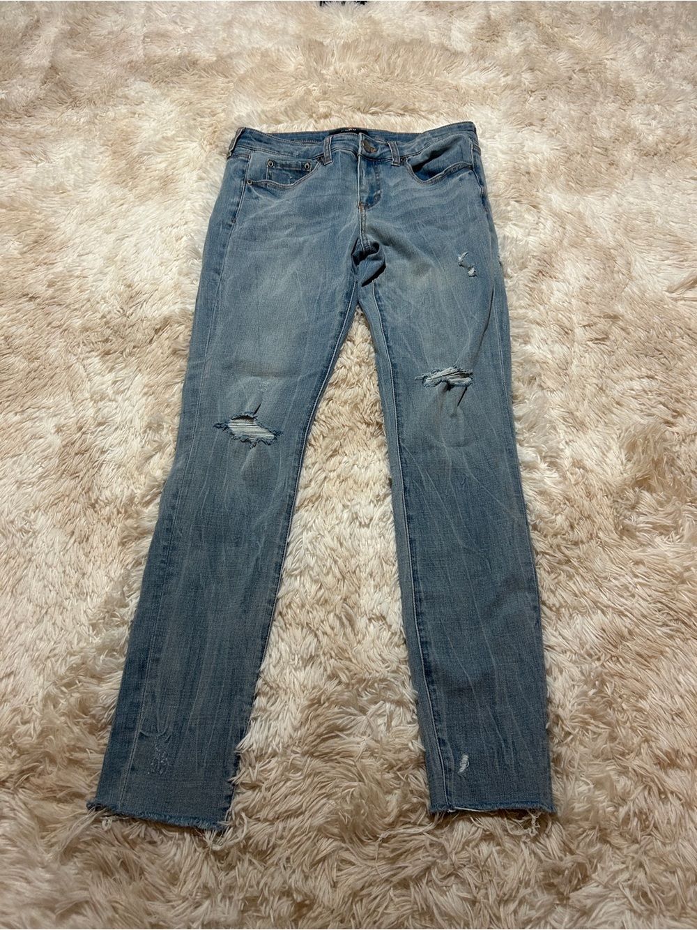 Aeropostale Faded Blue Ripped Low Rise Jeans